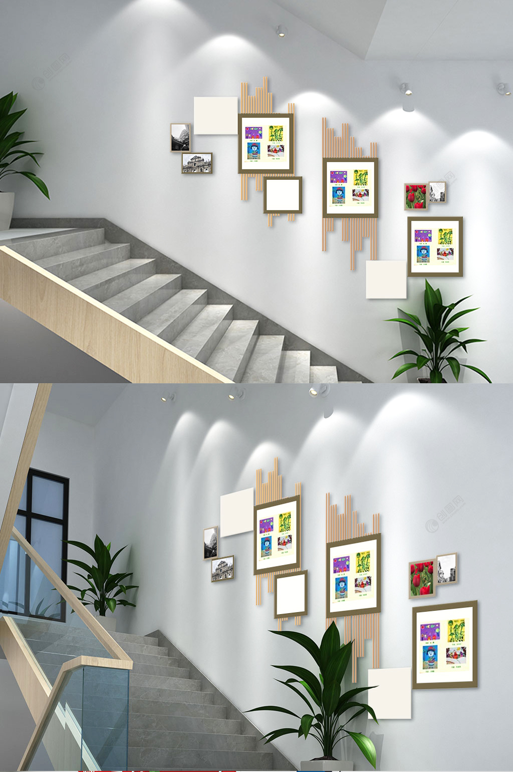 创意校园楼梯文化墙设计效果图